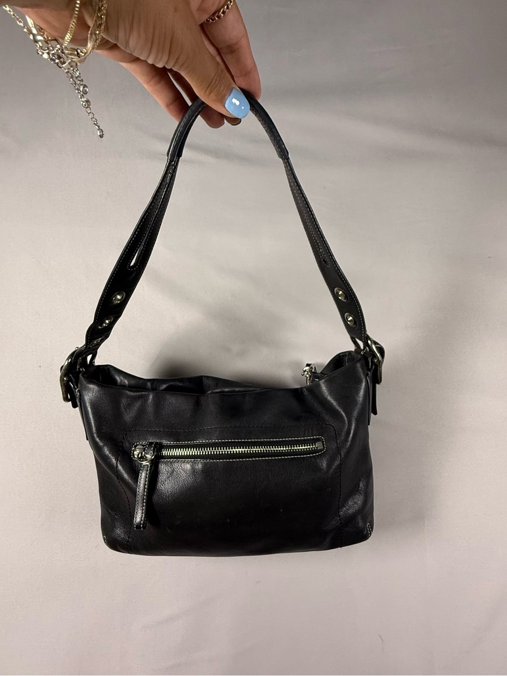 Coach Legacy East West Hobo Bag Black Leather Tassel Shoulder Bag 1417